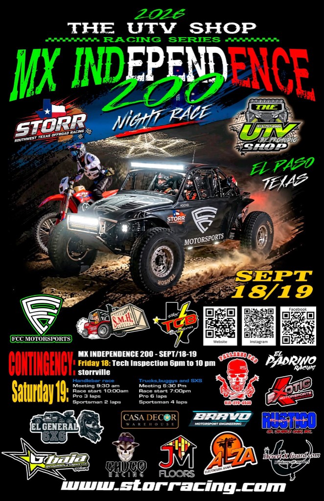 STORR MX Independence 200 night race flyer, El Paso, September 18-19